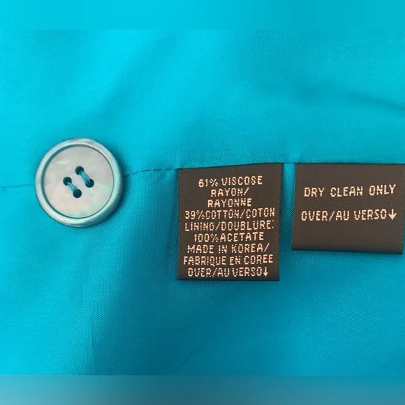 SZ 8 Petite Dana Buchman Turquoise Striped Blazer - Picture 9 of 9